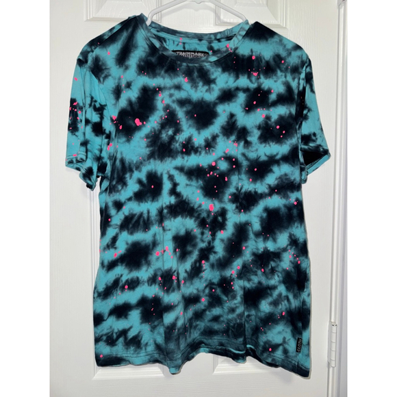 Men's Brooklyn Cloth Teal Black Tie-Dye Pink Splatter Short Sleeve Tee M - Picture 1 of 5